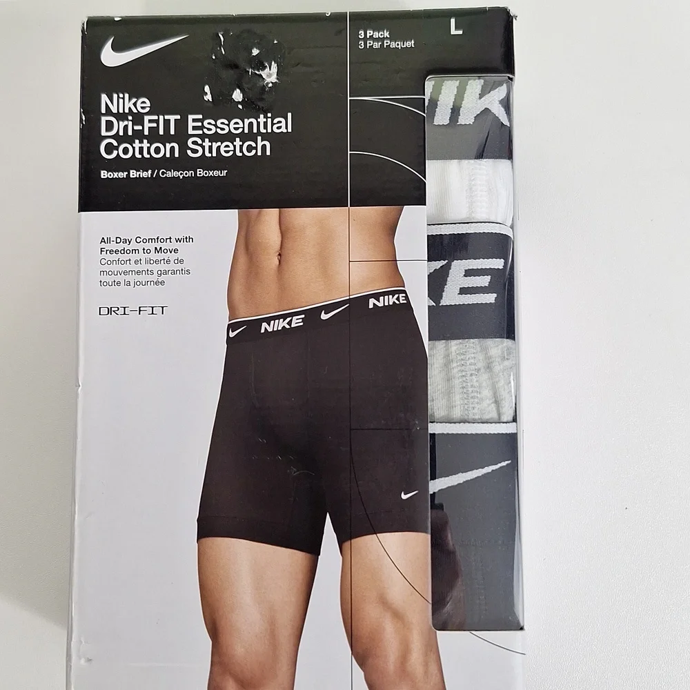 Nike Black Gray White Cotton Stretch Boxer Briefs Mens Small  XLarge